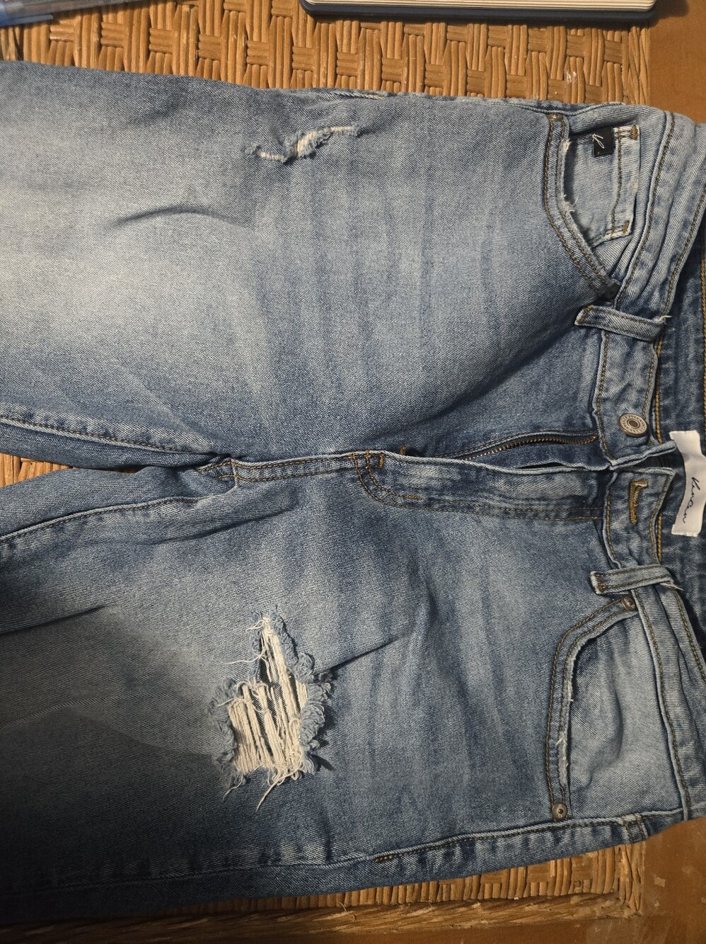 Womens Distressed Kancan Straight Leg Jeans